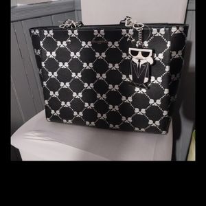 Karl Lagerfeld Paris Womens Leather Adele Tote Bag w/Charms